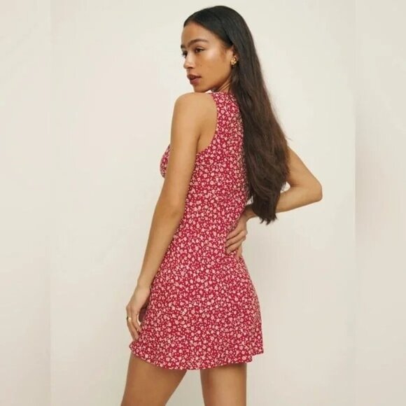 Reformation Calix Floral Red Sleeveless Mini Dress  Womens XS - Picture 3 of 11